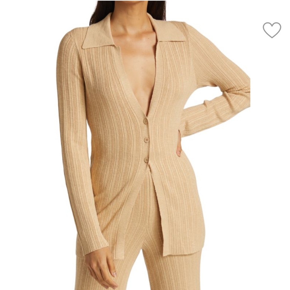 JONATHAN SIMKHAI Perla Rib Polo Cardigan